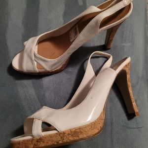 White peep toed heels